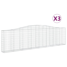 vidaXL 3 db íves horganyzott vas gabion kosár 400x30x100/120 cm (3145827) kerti tárolás