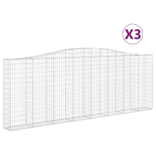 vidaXL 3 db íves horganyzott vas gabion kosár 400x30x140/160 cm (3145853) kerti tárolás