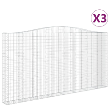 vidaXL 3 db íves horganyzott vas gabion kosár 400x30x200/220 cm (3145892) kerti tárolás