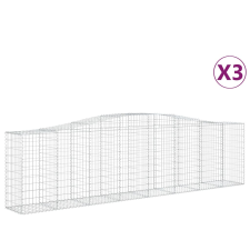 vidaXL 3 db íves horganyzott vas gabion kosár 400x50x100/120 cm (3145957) kerti tárolás