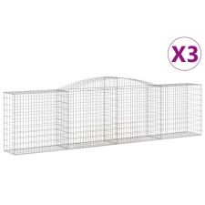 vidaXL 3 db íves horganyzott vas gabion kosár 400x50x100/120 cm (3146997) kerti tárolás
