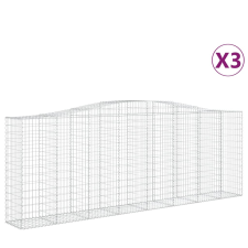 vidaXL 3 db íves horganyzott vas gabion kosár 400x50x140/160 cm (3145983) kerti tárolás