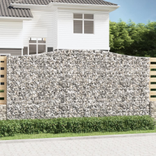 vidaXL 3 db íves horganyzott vas gabion kosár 400x50x200/220 cm kerti dekoráció