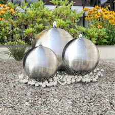 vidaXL 3 db kerti gömb alakú rozsdamentes acél szökőkút led-fényekkel kerti dekoráció