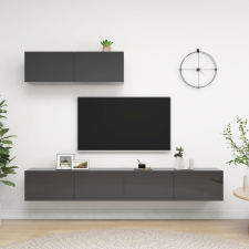 vidaXL 3 db magasfényű szürke forgácslap TV-szekrény bútor