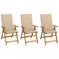 vidaXL 3 db összecsukható tömör akácfa kerti szék párnával kerti bútor