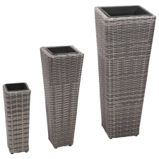 vidaXL 3 db szürke polyrattan kerti magaságyás kerti dekoráció
