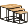 vidaXL 3 db tömör mangófa és vas egymásba helyezhető dohányzóasztal (358569 VidaXL)