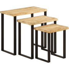 vidaXL 3 db tömör mangófa rakásolható asztal természetes éllel (372762) bútor