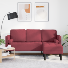 vidaXL 3-Fős L-alakú kanapé Bordó 160 cm Szövet bútor