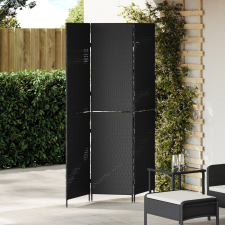 vidaXL 3 Paneles Elválasztó Fekete 146x180 cm Polirattan bútor