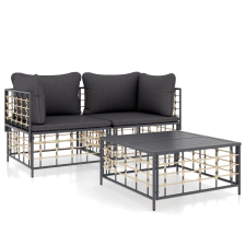 vidaXL 3-részes antracitszürke polyrattan kerti ülőgarnitúra párnákkal (3186693) kerti bútor