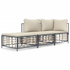 vidaXL 3-részes antracitszürke polyrattan kerti ülőgarnitúra párnákkal (3186724) kerti bútor