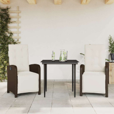 vidaXL 3 részes barna polyrattan bisztrógarnitúra párnákkal bútor