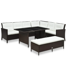 vidaXL 3-részes barna polyrattan kerti bútorgarnitúra párnákkal kerti bútor