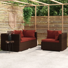 vidaXL 3-részes barna polyrattan kerti bútorszett párnákkal kerti bútor