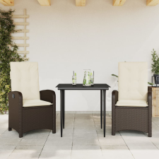 vidaXL 3 részes barna polyrattan kerti étkezőgarnitúra párnával kerti bútor