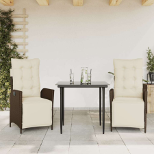vidaXL 3 részes barna polyrattan kerti étkezőgarnitúra párnával kerti bútor