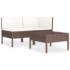 vidaXL 3 részes barna polyrattan kerti ülőgarnitúra párnákkal (310185) kerti bútor