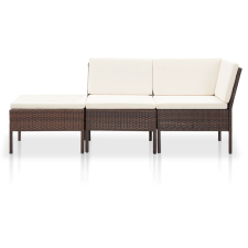 vidaXL 3-részes barna polyrattan kerti ülőgarnitúra párnákkal (48959) kerti bútor