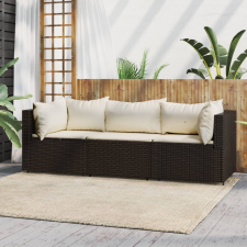 vidaXL 3 részes barna polyrattan kerti ülőgarnitúra párnával kerti bútor
