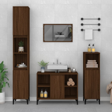 vidaXL 3 részes barna tölgy színű szerelt fa fürdőszobai bútorszett fürdőszoba bútor