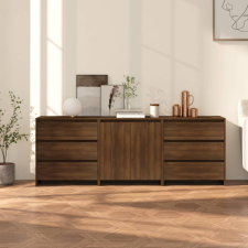 vidaXL 3 részes barna tölgy színű szerelt fa tálalószekrény bútor
