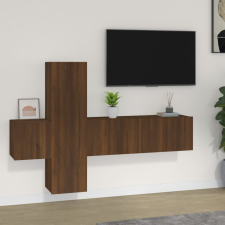 vidaXL 3 részes barna tölgy színű szerelt fa TV-szekrényszett bútor