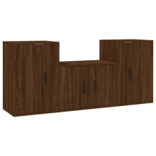 vidaXL 3 részes barna tölgy színű szerelt fa tv-szekrényszett bútor
