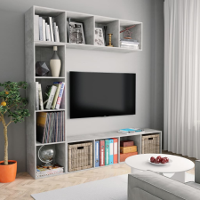 vidaXL 3-részes betonszürke könyv-/TV-szekrényszett 180 x 30 x 180 cm bútor