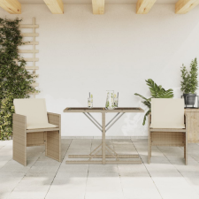 vidaXL 3 részes bézs polyrattan bisztrógarnitúra párnával kerti bútor