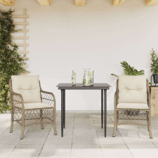 vidaXL 3 részes bézs polyrattan bisztrógarnitúra párnával bútor