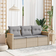 vidaXL 3 részes bézs polyrattan kerti ülőgarnitúra párnákkal kerti bútor