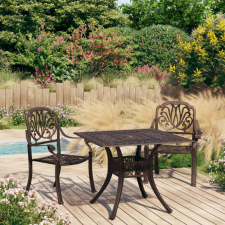 vidaXL 3 részes bronzszínű öntött alumínium bisztrószett kerti bútor