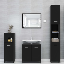 vidaXL 3 részes fekete forgácslap fürdőszobai bútorszett fürdőszoba bútor