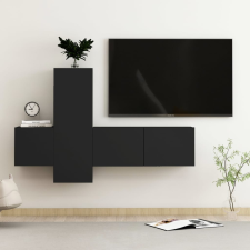 vidaXL 3 részes fekete forgácslap TV-szekrényszett bútor