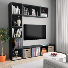vidaXL 3-részes fekete könyv-/TV-szekrényszett 180 x 30 x 180 cm bútor