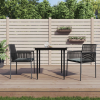 vidaXL 3-részes fekete polyrattan és acél kerti étkezőszett párnákkal (3187065)