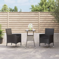 vidaXL 3-részes fekete polyrattan kerti bisztrógarnitúra párnákkal kerti bútor
