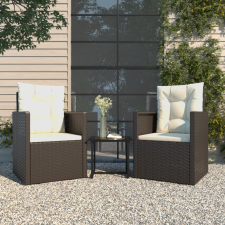 vidaXL 3-részes fekete polyrattan kültéri ülőgarnitúra párnákkal kerti bútor