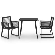 vidaXL 3 részes fekete PVC rattan kültéri étkezőgarnitúra (3060213) kerti bútor