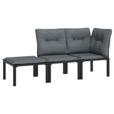 vidaXL 3 részes fekete szürke polyrattan kerti ülőgarnitúra (362806) kerti bútor