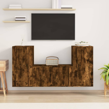 vidaXL 3 részes füstös tölgy színű szerelt fa TV-szekrényszett bútor