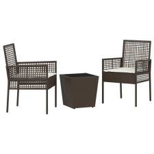 vidaXL 3 részes kert bistro szett párnákkal barna poli rattan (3334956) kerti bútor
