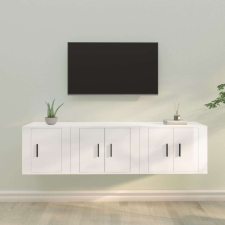 vidaXL 3 részes magasfényű fehér szerelt fa TV-szekrényszett bútor