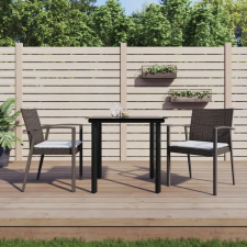 vidaXL 3-részes polyrattan és acél kerti étkezőgarnitúra párnával (3186985) kerti bútor