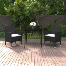 vidaXL 3 részes polyrattan és üveg kerti étkezőgarnitúra párnákkal kerti bútor