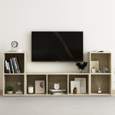 vidaXL 3 részes sonoma tölgy színű szerelt fa TV-szekrény szett bútor