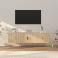 vidaXL 3 részes sonoma tölgy színű szerelt fa TV-szekrényszett bútor