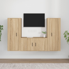 vidaXL 3 részes sonoma tölgy színű szerelt fa TV-szekrényszett bútor